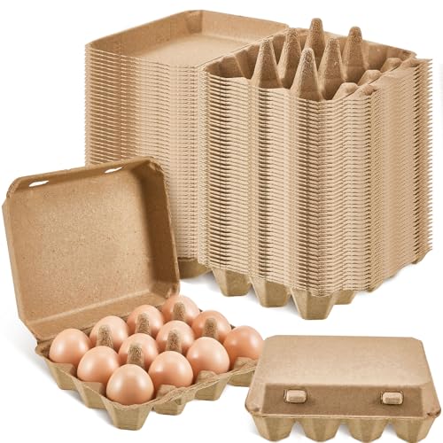 50 Pcs Egg Cartons Bulk 3x4 Style Egg Storage Containers Holder for Fresh Duck Quail Storage Kitchen Family Farmhouse (3x4 / Natural Color)