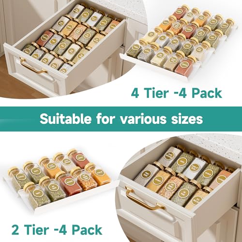 White Acrylic Spice Drawer Organizer (White / 4 Pack)