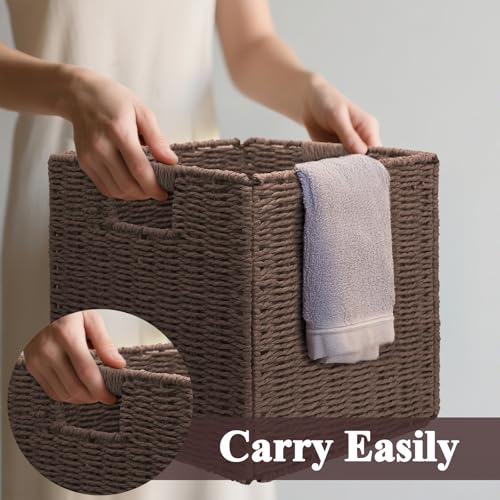 Wicker Storage Baskets for Organizing (Brown 11 inch)