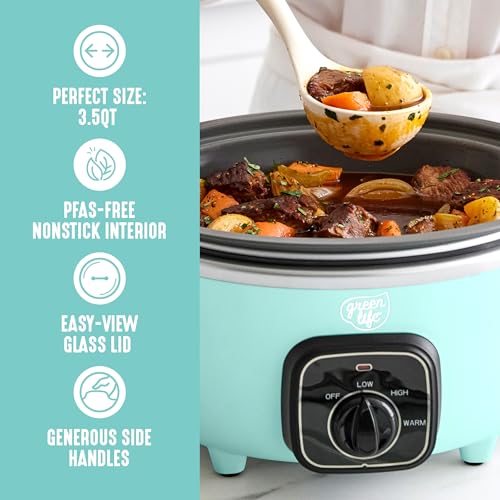 3.5QT Ceramic Nonstick Slow Cooker (Turquoise / 3.5 Quarts)