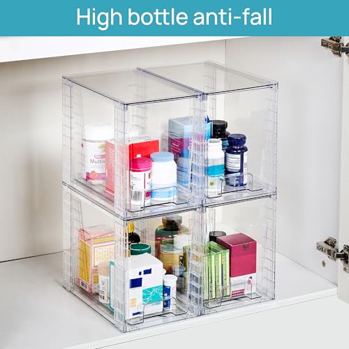 4 Pack Clear Stackable Storage Drawers (4Pack 9.7"H)