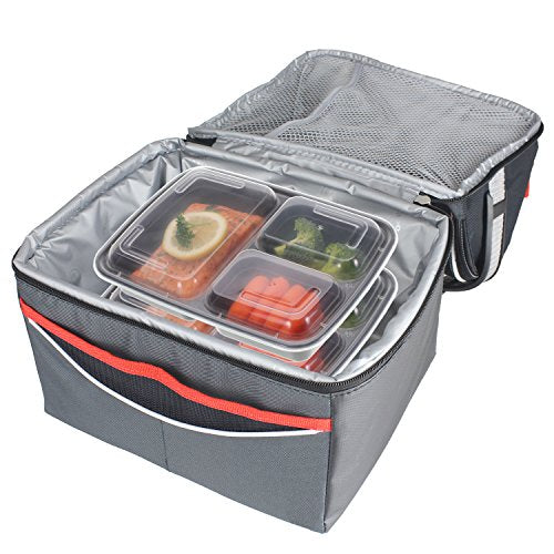 Meal Prep Containers [21 Pack] 3 Compartment with Lids (24OZ-21PK)
