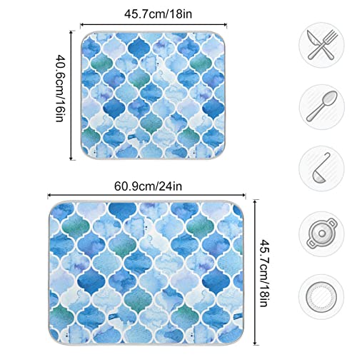 Super Absorbent Dish Drying Mat (Watercolour Moroccan Background / 18" x 24")
