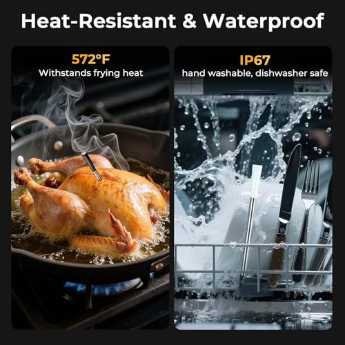 Bluetooth Meat Thermometer with 2 Color Probes for 820 ft Range (2 Probe)