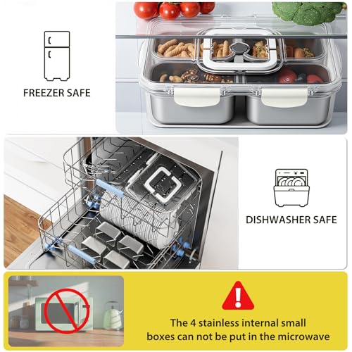 Snackle Box Container (4 Compartment (13.38"L x 9.25"W x 3.54"H))