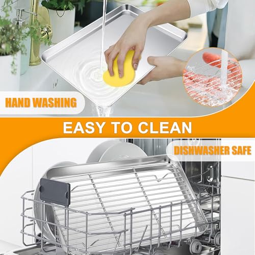 10x8 Inch Small Stainless Steel Baking Sheet with Wire Cooling Rack