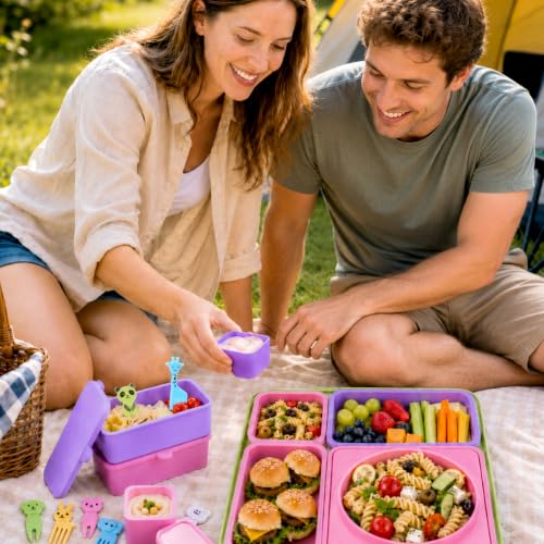 4 Pack Silicone Lunch Containers Compatible with OmieBox (Multicolor-24pcs)