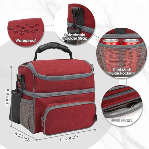Double Layer Cooler Insulated Lunch Bag Adult Lunch Box Large Tote Bag for Men (2 Count)