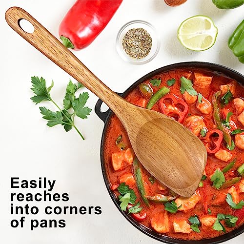 Wooden Spoons for Cooking Spatula Non Toxic Acacia Wood Kitchen Utensils (Corner Spoon)