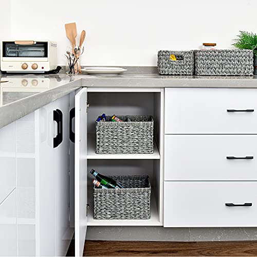 Wicker Storage Baskets for Organizing (Gray / 13"L x 8¼"W x 7"H)