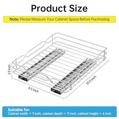 Pull Out Spice Rack (8.5”W x 10.5”D x 2.3”H)