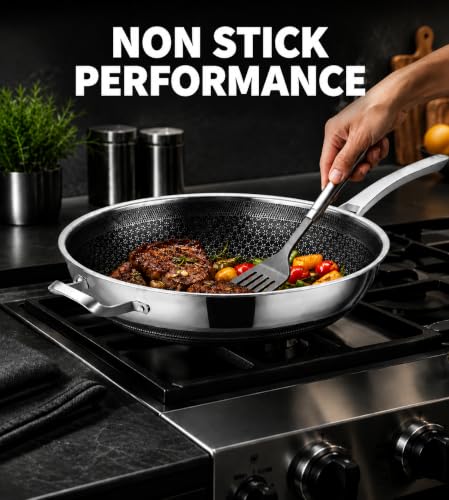 14 Inch Hybrid Stainless Steel Wok with Lid & Steamer Basket (Stainless Steel / 14Inch with Lid & Steamer Basket)