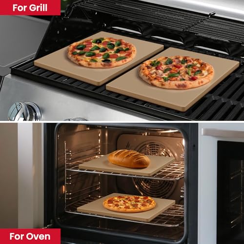 2PCS Pizza Stones for Oven and Grill (15" x 12" (2 Pack))
