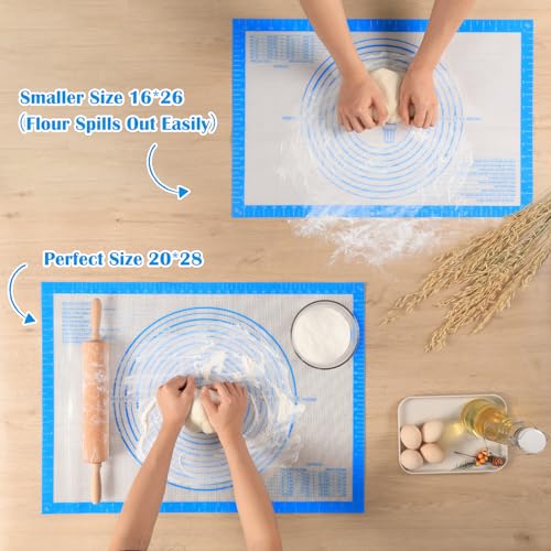 Nonstick Silicone Pastry Mat Extra Large with Measurements Dough Baking Mat (Blue / 28"L x 20"W)