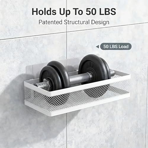 Mesh Shower Caddy Wall Mount (White / Full Mesh (12.6" Wide))