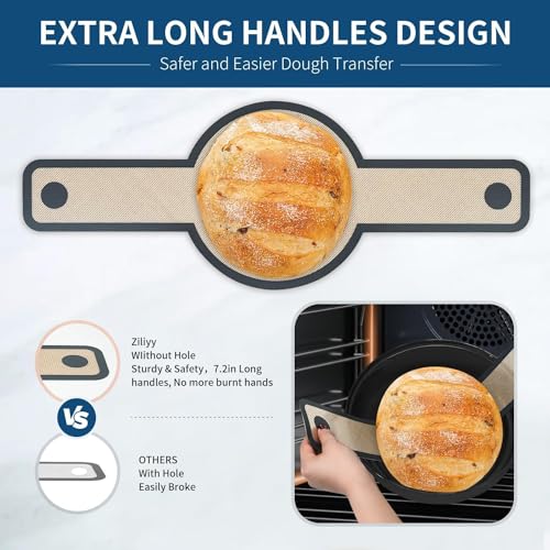 2 Pcs Silicone Bread Sling for Dutch Oven Liners Silicone Baking Mat [Non (Gray)