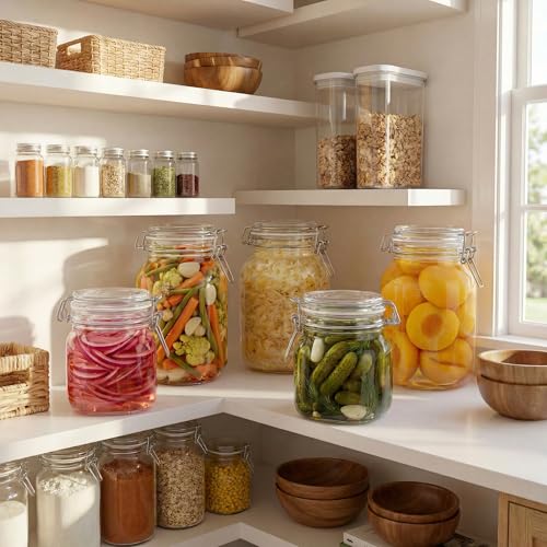 50oz Large Square Glass Jars with Airtight Lids (Square-50OZ Set-3 Pack)