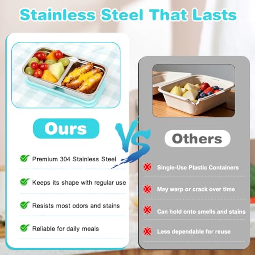 4 Pack Stainless Steel Snack Containers with Lids (4PCS-BLUE)