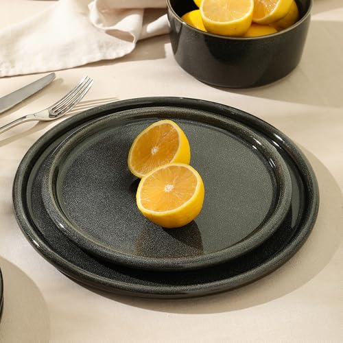 Eden 4 Piece Dinner Plate Set Stoneware (Charcoal Grey / 4-Piece - Dinner Plate)