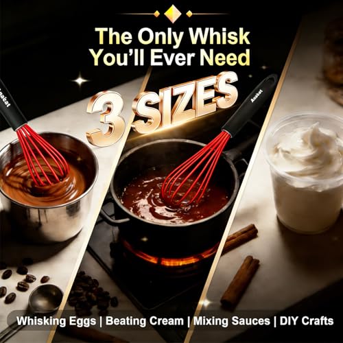 Silicone Whisk (9+11+12 inch / 3 Pcs Red)