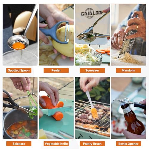 Camping Cooking Utensils Set 16 PCS Camp Kitchen Cookware Kit with Organizer Bag (16pcs)