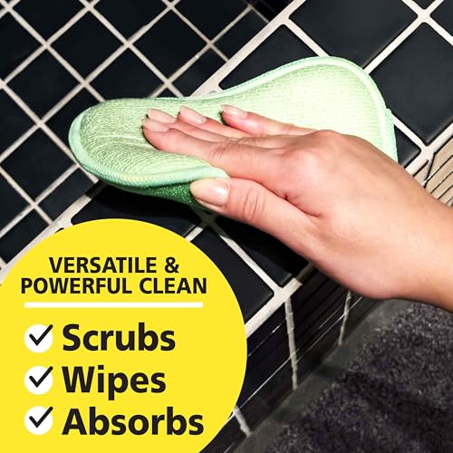 Tub-N-Tile by Tuff-Scrub, Large, 6-Pack, Microfiber, Scrub-N-Wipe Pad, Multi-Surface, Non-Scratch, Dual-Sided, Scrubber for Tubs, Tiles, Sinks – Machine Washable, Durable Kitchen Sponge (6 Count)