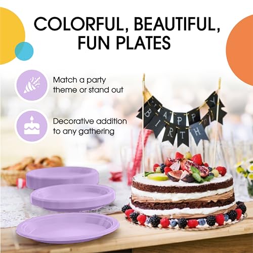 Party Solids Sturdy Lavender Plastic Plates 10" Party Plates 100 Pcs (10 inch / Lavender)