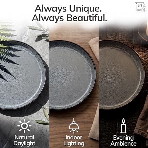 24 Piece Stoneware Dinnerware Set for 8 (Dark / Dark Gray / Set for 8 (24pcs))