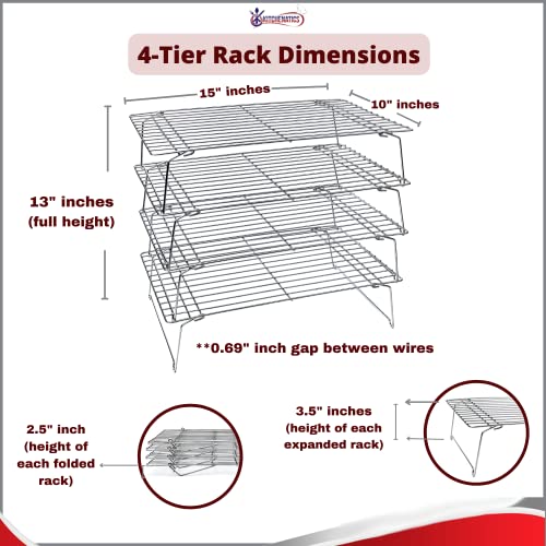 4 Tier Stackable Cooling Rack Space Saving Baking Set