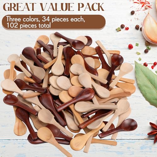 100 Pcs Small Wooden Spoons (Multiple Color)