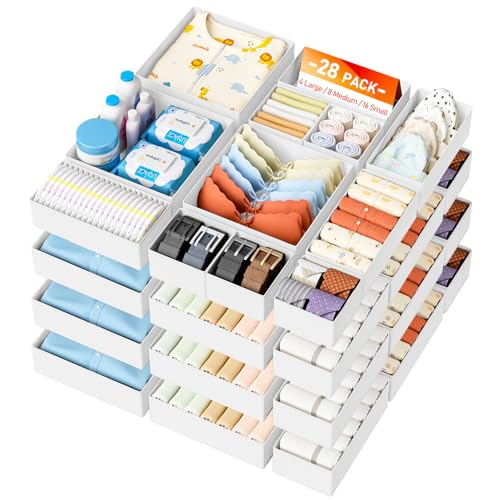 Drawer Organizer Clothes 28 Pack (White / 28 Pack)