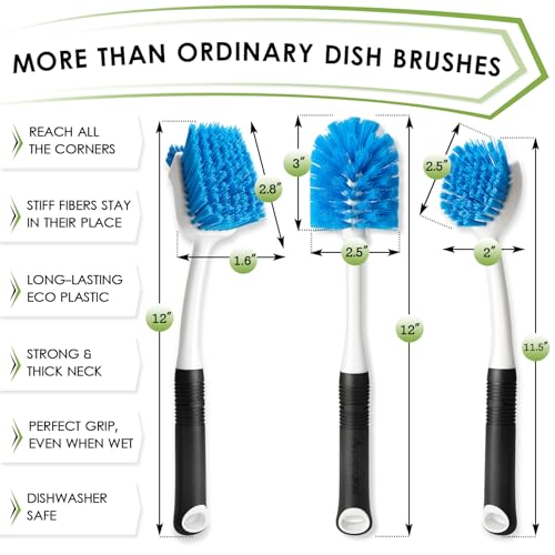 Dish Brush Set of 3 with Bottle Brush (3 Count)