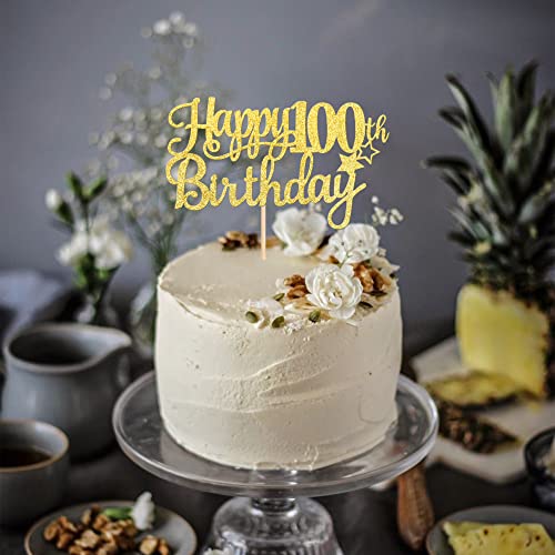 1 PCS Happy 100th Birthday Cake Topper (Gold / 100th)