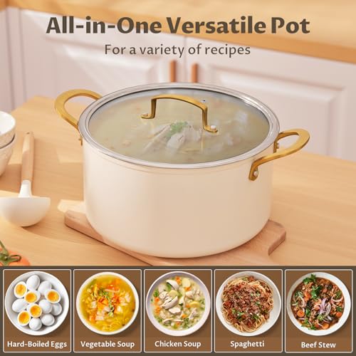8QT Ceramic Non Stick Stock Pot with Lid
