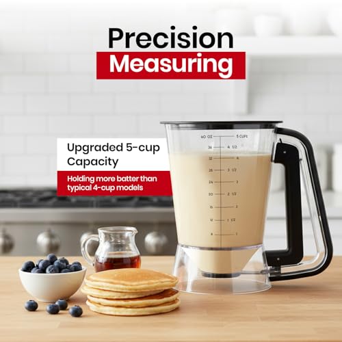 Pancake Batter Dispenser with 5 (Black / 5 Cup Capacity)