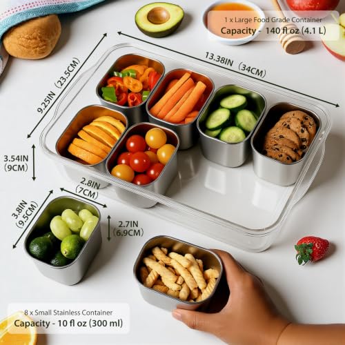 Snackle Box Container (8 Compartment (13.38"L x 9.25"W x 3.54"H))