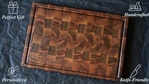 Personalized End Grain Walnut Cutting Board (21x15x2 Inches)