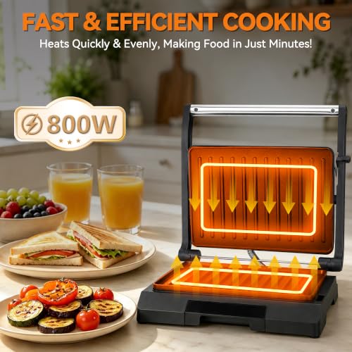 2 Slices of Mini Panini Press Electric Grill (Metallic gray)