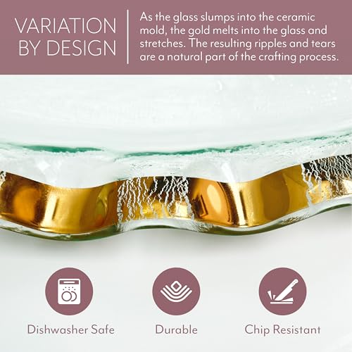 Ruffle 8.25 x 6.5 Inch Dip Bowl with 24k Gold (Dip Bowl)