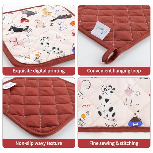 Cute Dog Oven Mitts and Pot Holders Set (Dogs / Oven Mitt x2 & Pot Holder x2)