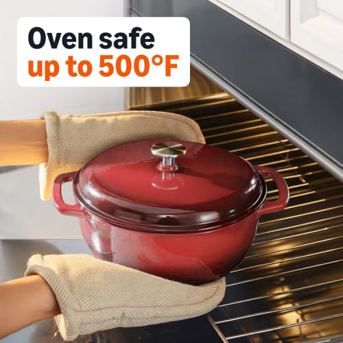 Enameled Cast Iron Dutch Oven Pot with Lid (Red / 7.3-Quart)