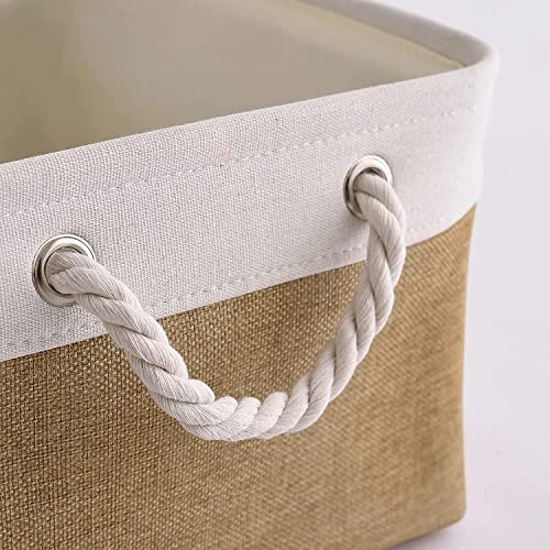 Rectangular Fabric Storage Baskets for Organizing (White&Peru / Large (Pack of 3))