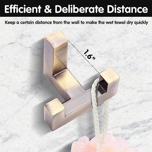 5 Pack Heavy Duty Coat Hook Wall Mount with Screw Retro Double Coat Hook Utility Hook for Coats (Brown)