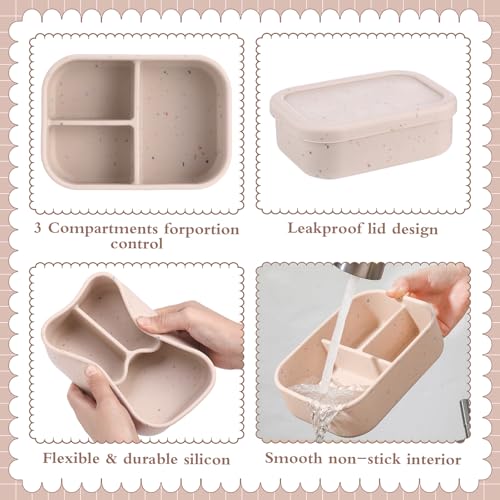 6 Pcs Silicone Bento Box (Beige)