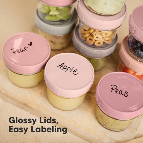 12pk 4oz Glass Baby Food Containers with Lids (12-pk 4 Ounce / Roseate)