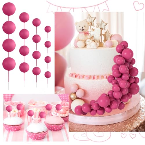 48 Pcs Cake Topper Decorations (B07-hot Pink)