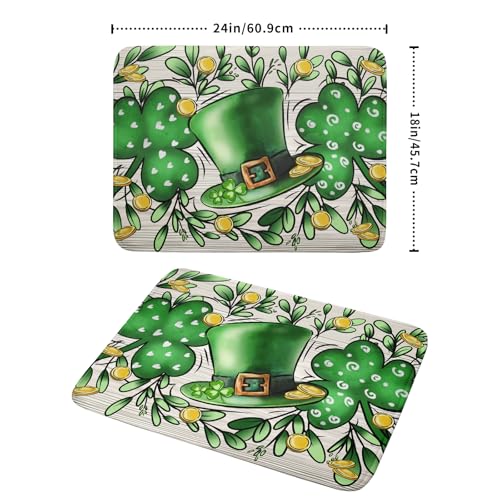 St Patrick's Day Shamrock Dish Drying Mat 18x24 inch Eucalyptus Leaves Dishes Pad Dish Drainer Mats Absorbent Fast Dry Kitchen Accessories (Shamrock Leaves / 18" x 24")