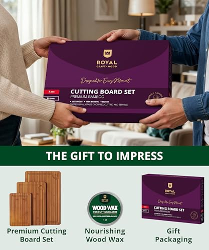 Wooden Cutting Boards for Kitchen Meal Prep & Serving (3-Piece (Gift_Set) / Brown)