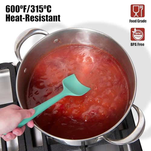 600°F Heat Resistant Silicone Spatula Spoonula (Flat & Spoon Spatulas / Aqua Sky)