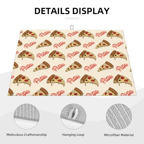 Cute Pizza Food Microfiber Dish Drying Mat for Kitchen Counter 18"x24" Funny Dishes Pad Dish Drainer Rack Mats Washable Absorbent Fast Dry (Cute Pizza / 18 x 24 inch)